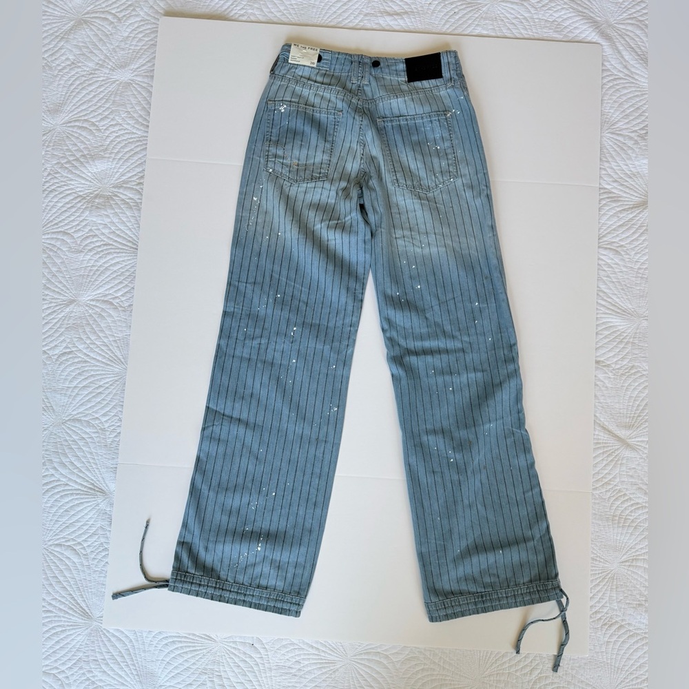 Free People We The Free Don't Wait Up Pinstripe Boyfriend Jeans, Blue | 26 - Picture 6 of 11